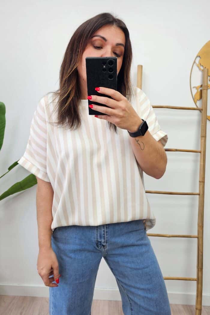 Camiseta Rayas Beige