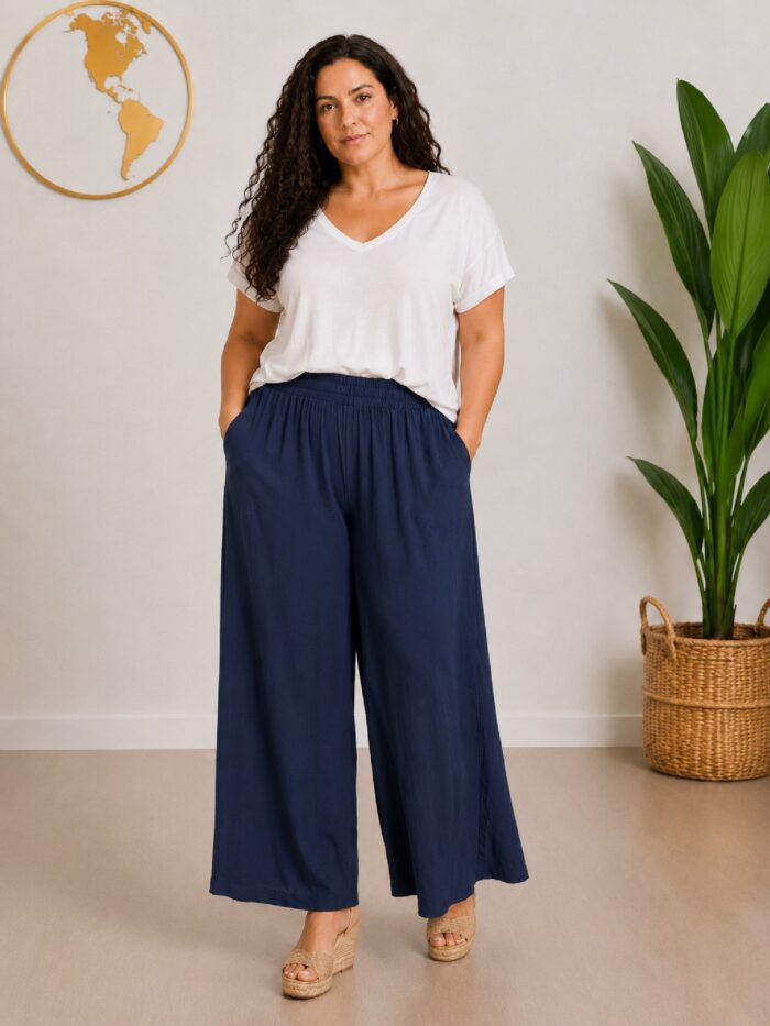 Pantalon Viscosa Ancho Marino