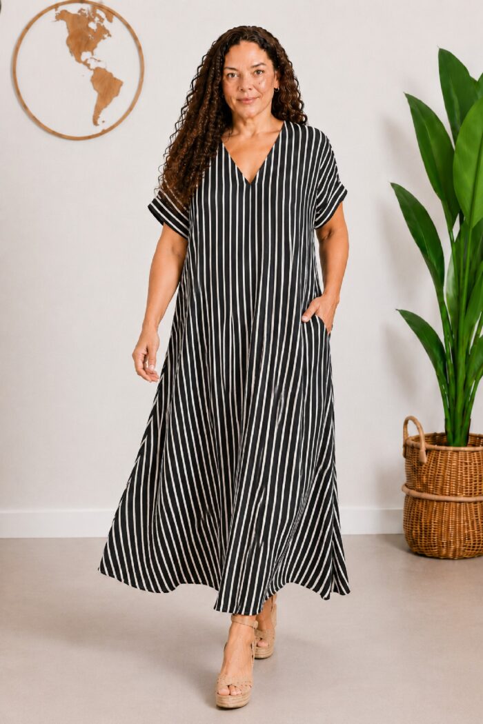 Vestido Viscosa Bolsillos Negro