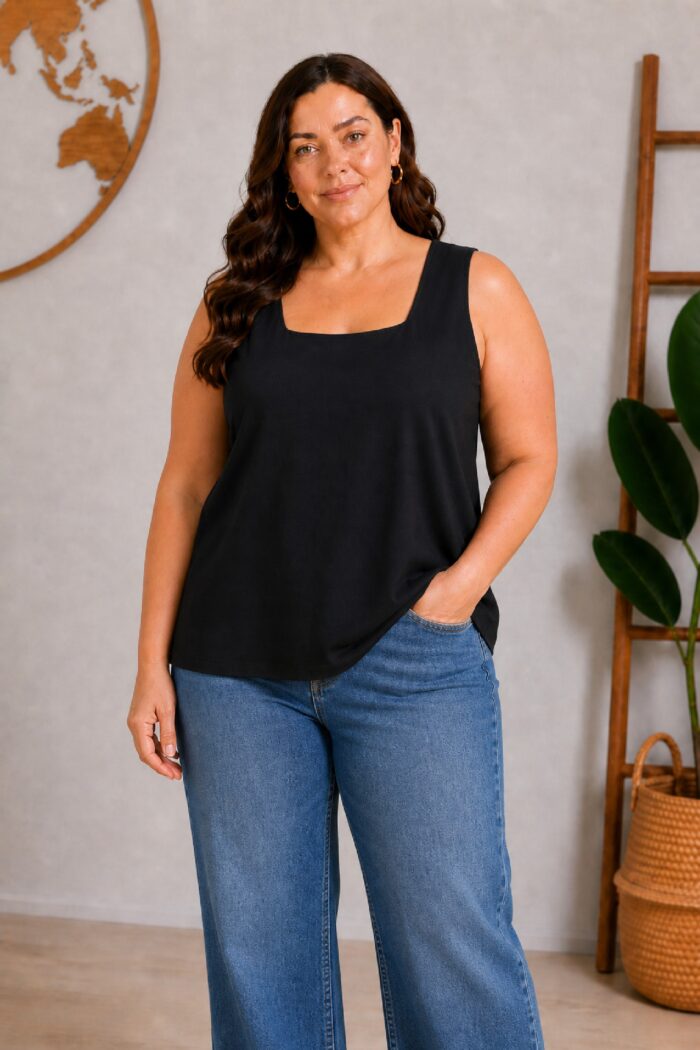 Top Escote Cuadrado Negro