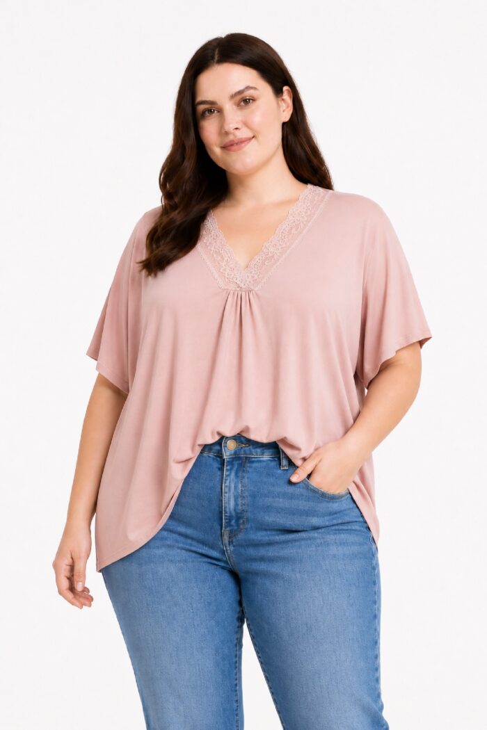 Top Encaje Punto Rosa
