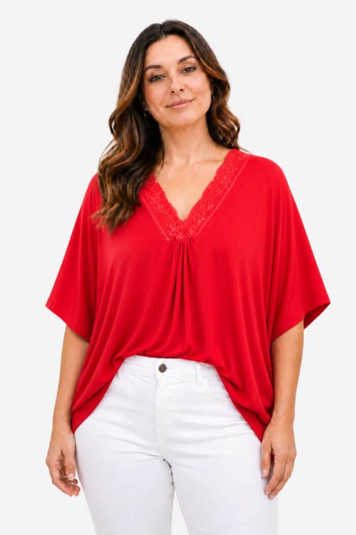 Top Encaje Punto Rojo