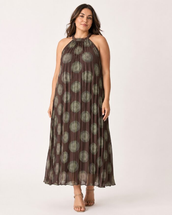 Vestido Plisado Kaki