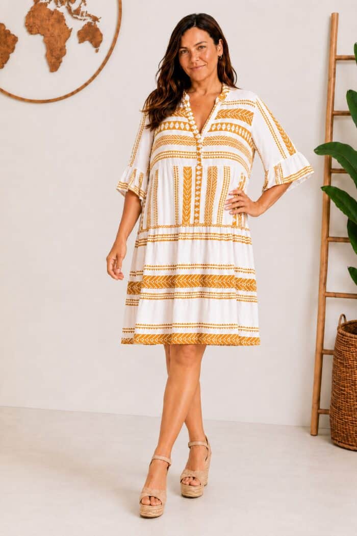 Vestido Mykonos Mostaza