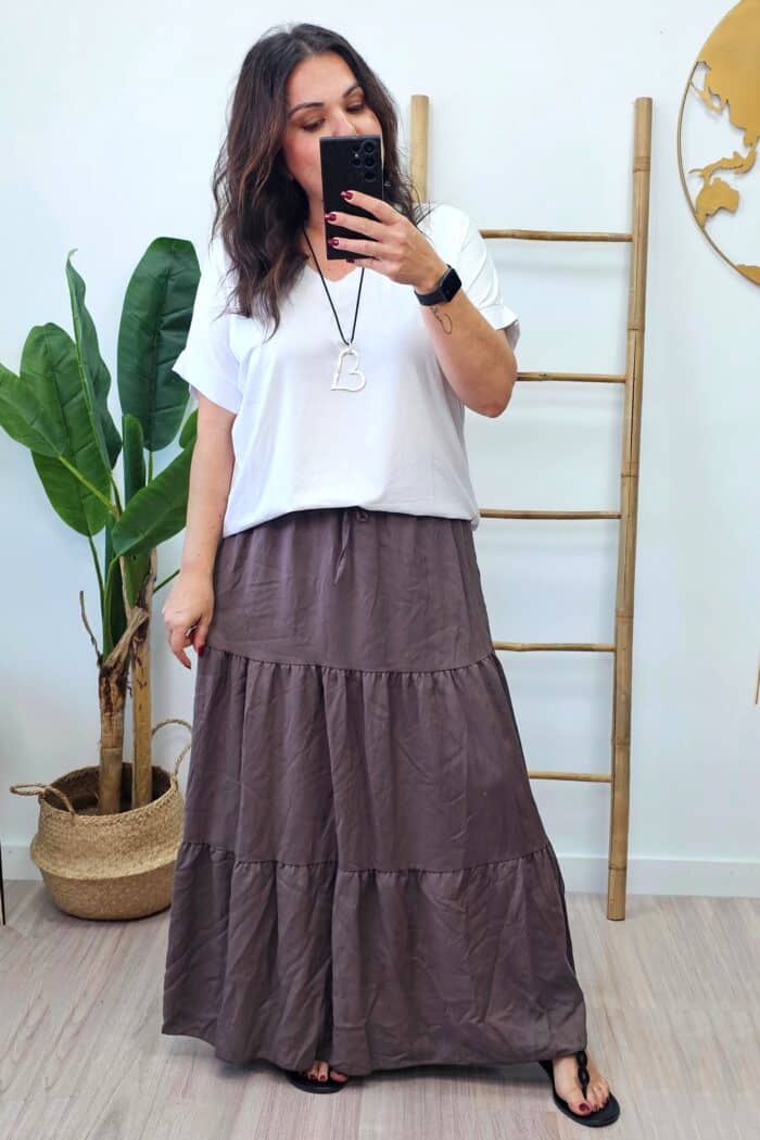 Falda Viscosa Marron