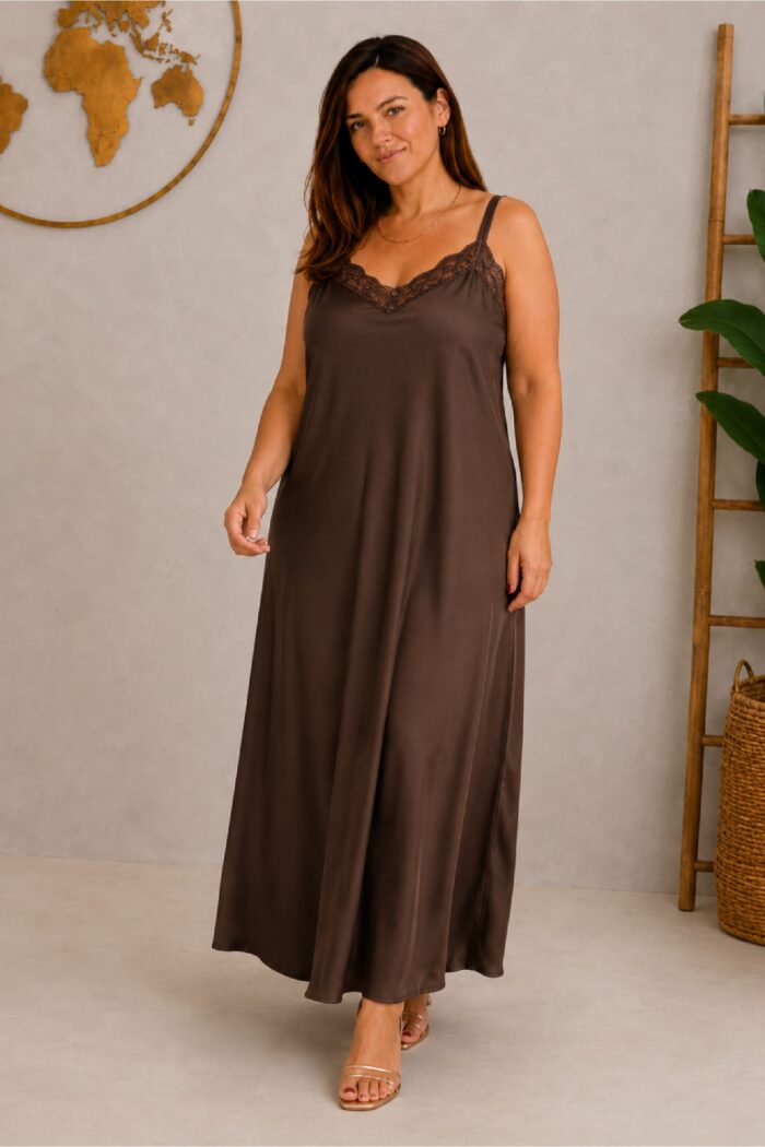 Vestido Raso marron