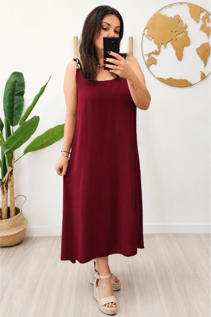 Vestido Hebilla Burdeos