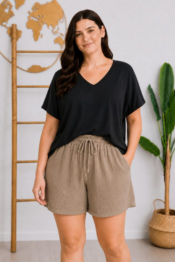 Pantalon Corto Viscosa Visón
