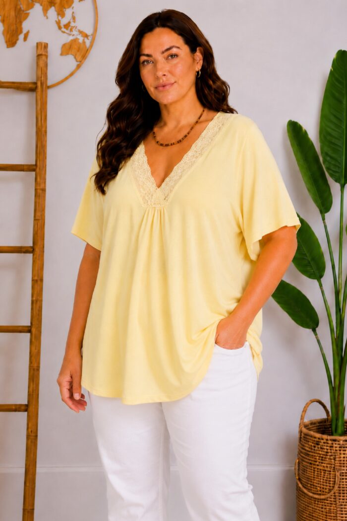 Top Encaje Punto Amarillo