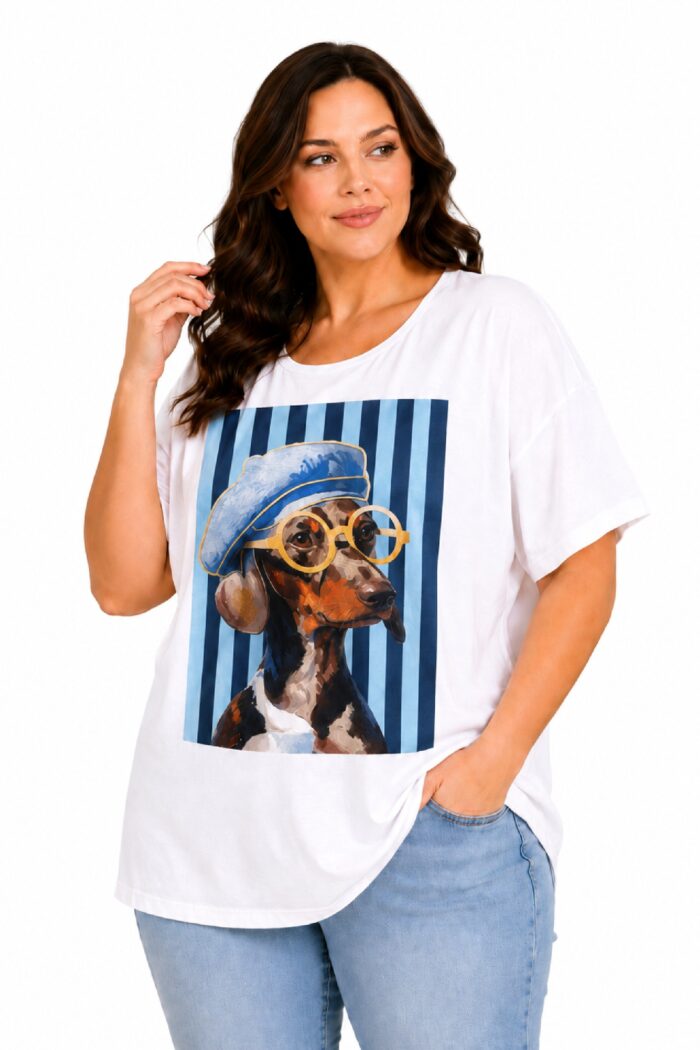 Camiseta Perro Gafas Azul