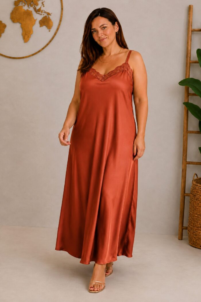 Vestido Raso Teja