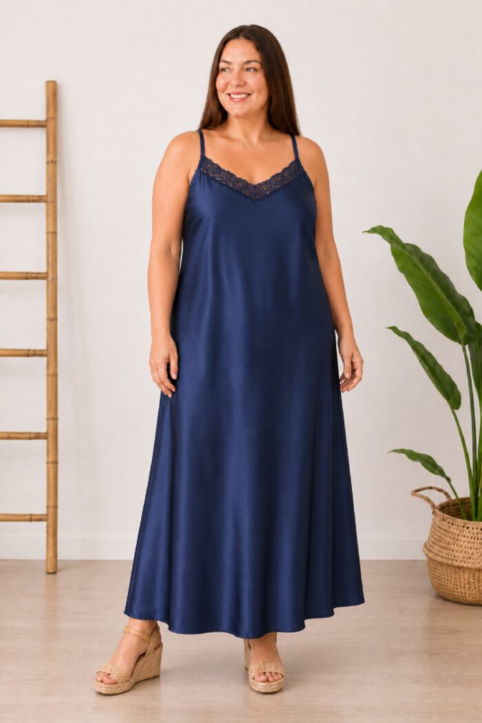 Vestido Raso Marino