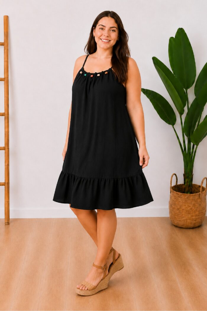 Vestido Abalorios Negro
