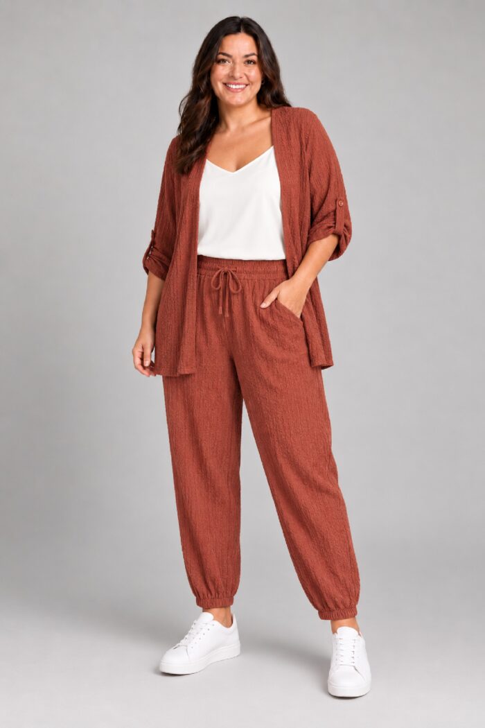 Conjunto Arrugado Teja
