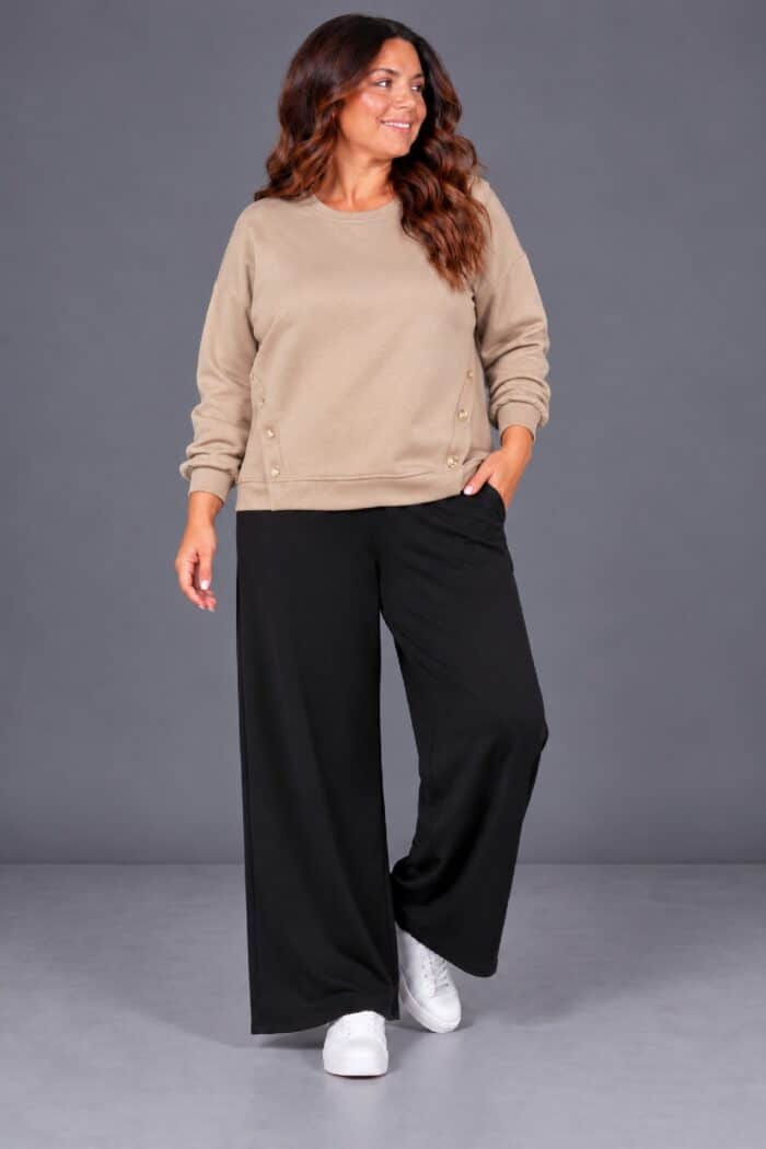 Sudadera Botones Dobles Taupe
