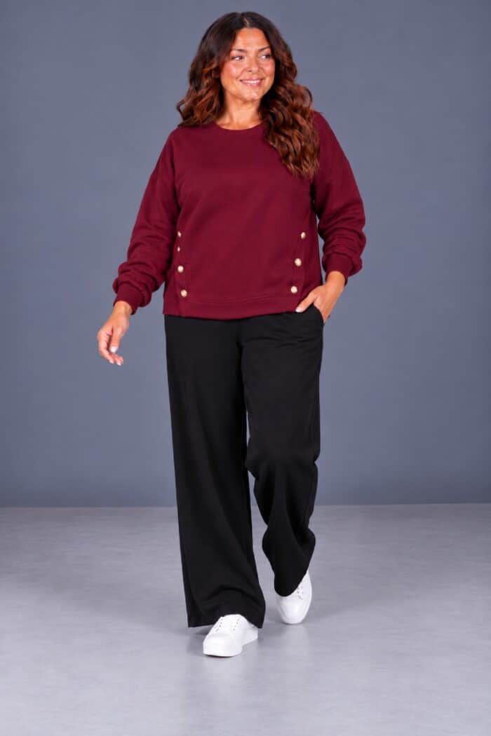 Sudadera Botones Dobles Burdeos