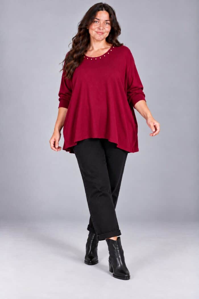Jersey Oversize Tachas Burdeos