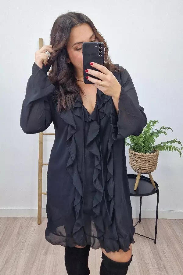 Vestido negro moderno en tallas grandes Corazón XL